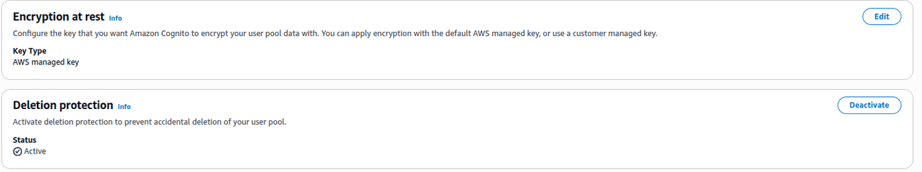 Identity provider: user pool security settings